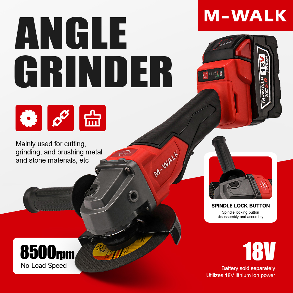 Brushless Angle Grinder Battery Powered - M-WALK 8500 U/min Hochgeschwindigkeits-Winkelschleifer, bürstenlos, 100/125